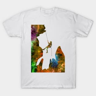 Rock climbing extreme sport woman T-Shirt